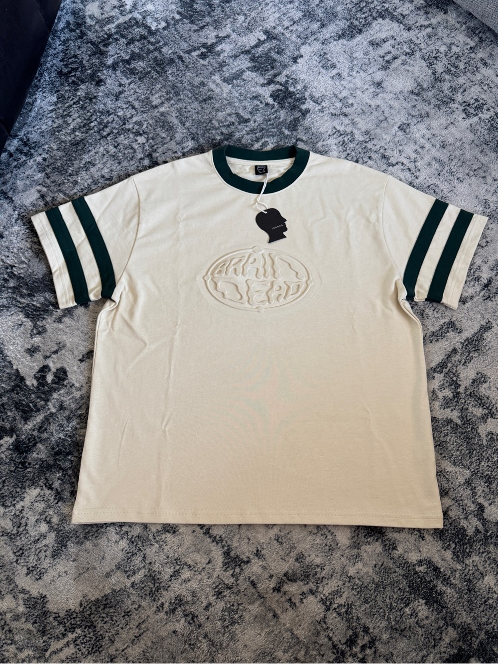 BNWT Brain Dead Cream Green Stripe Short Sleeve Football Shirt